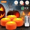 4 Pack Halloween LED Pumpkin Lights Battery Operated Halloween Decoration Lights with 2 Light Modes 4 Timer Setting Remorte Control for Party Pumpkin