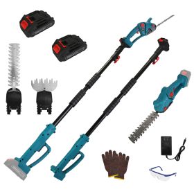 Pole Mini Hedge Trimmer & Grass Shear Electric Cordless Handheld Hedge Trimmer with 90° Rotatable Head Telescopic Extension Pole Gloves Goggles 2Pcs 2