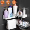 180° Rotatable Bathroom Corner Caddy Shelf No Drilling Wall-Mounted Storage Rack for Toiletries