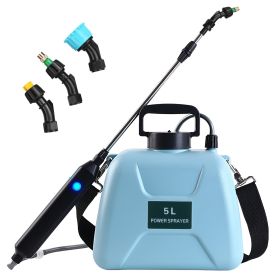 5L/1.3Gallon Electric Plant Sprayer Telescopic Rechargeable Garden Sprayer Automatic Handheld Sprayer with 3 Spray Spouts Shoulder Strap for Cleaning