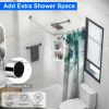 Curved Shower Curtain Rod Stainless Steel Rod L Shaped Stretchable Rod Bathroom Tub Closet Corner Rack Silver