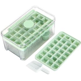 Ice Cube Tray With Lid And Bin Plastic Ice Trays Pop Ice Mold 2 Ice Cube Trays with Scoop Easy Release Stackable Dishwasher Safe Produce 56 Ice Cubes