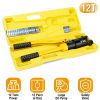 12 Ton Hydraulic Wire Crimper Professional Terminal Crimping Pliers Battery Cable Lug Crimping Tool Set W/ 12 Dies