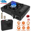 3300W Portable Camping Stove Butane Canister Dual Fuel Burner Piezo Electric Ignition Single Burner with Automatic Tank Ejection Overpressure Cut Off