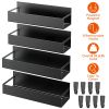 4Pcs Spice Rack Strong Magnetic Seasoning Storage Shelf with 8 Removable Hooks for Refrigerator Microwave Spice Storage Holder