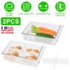 2Pcs Refrigerator Egg Drawer 36 Egg Capacity Snap On Hanging Storage Tray Space Saving Pull Out Egg Container Organizer