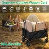 100L Collapsible Folding Wagon Cart With Adjustable Handle 220LBS Load Capacity Heavy Duty Foldable Utility Outdoor Wagon For Camping Shopping Garden