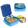 Kids Lunch Box Thermal Lunch Container with Insulated Storage Bag 2 Compartments Spoon Fork Case Food-safe Spill-resistant