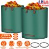 2Pcs 26.42Gallons Round Garden Waste Bags Waterproof Reusable Grass Rubbish Leaf Sacks Home Garden Lawn Yard Trash Bags With 4 Handles