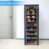 iMounTEK 10 Tiers DIY Shoe Cabinet Dustproof Easy Assemble Tidy Shoe Rack Non-Woven Fabric Holding 27 Pair Shoes Black