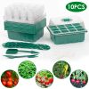 10Pcs Seed Starter Tray Kit Reusable Overall 120Cells Seeding Propagator Station Greenhouse Growing Germination Tray with Humidity Dome Label 2Pcs Gar