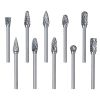 10Pcs Double Cut Carbide Rotary Die Grinder Bit Set 1/8in Shank 1/4in Head Fit for Dremel Grinder Drill DIY Wood Working Carving Metal Polishing