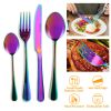 4-Piece Flatware Set Stainless Steel Silverware Cutlery Kitchen Utensil Set w/ Fork Knife Tea Spoon for Home Kitchen Hotel Restaurant