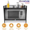 Bakers Rack Carbon Steel Kitchen Storage Cabinets Microwave Stand Kitchen Shelves with Microwave Compatibility Translucent Door Net Panel