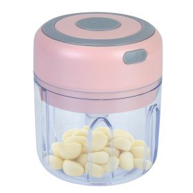 Mini Electric Garlic Chopper 8.45OZ Cordless Garlic Mincer Food Chopper Rechargeable Food Blender Chili Nut Onion Pepper Meat Ginger Baby Food (Option: Pink  GPCT3091)