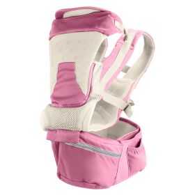 Multifunctional Baby Carrier With Hip Seat Head Hood Front Back Side Carrying All Position Ergonomic Adjustable Infant Carrier For 0-4 Years Old Newbo (Option: Pink  GPCT4759)