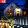 Solar Powered Meteor Shower String Lights 9.84FT Falling Raindrop Tube Lamp Water Resistant Decorative Lights For Tree Home Garden Parties