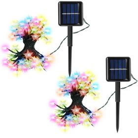 2Pcs Solar Powered String Lights 39.3FT 100LED Beads Fairy Star Lights IP65 Waterproof Decorative Garden Party Christmas Tree Stake Lamps w/ 8 Lightin (Option: Color  GPCT3066)