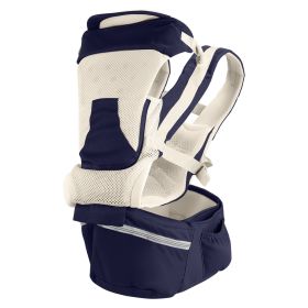 Multifunctional Baby Carrier With Hip Seat Head Hood Front Back Side Carrying All Position Ergonomic Adjustable Infant Carrier For 0-4 Years Old Newbo (Option: Navy BLUe  GPCT4759)