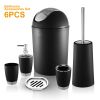 Bathroom Accessories Set 6 Pcs Bathroom Set Ensemble Complete Soap Dispenser Toothbrush Holder Tumbler Soap Dish Toilet Cleaning Brush Trash Can