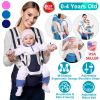 Multifunctional Baby Carrier With Hip Seat Head Hood Front Back Side Carrying All Position Ergonomic Adjustable Infant Carrier For 0-4 Years Old Newbo