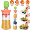 Oil Dispenser Bottle 2 In 1 Cooking Glass Olive Oil Dispenser Silicone Dropper with Silicone Brush Dropper Measuring Container for Kitchen Baking BBQ