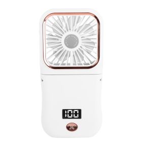 5 In 1 Folding Mini Fan Hands-free Rechargeable Neck Fan Handheld Fan with 3 Speeds Power Bank Phone Holder Neck Strap for Home Office Travel Dormitor (Option: White  GPCT4980)