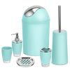 Bathroom Accessories Set 6 Pcs Bathroom Set Ensemble Complete Soap Dispenser Toothbrush Holder Tumbler Soap Dish Toilet Cleaning Brush Trash Can