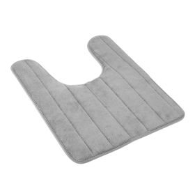 U Shaped Bathroom Rugs Contour Non-slip Toilet Mat Absorbent Cozy Velvet Floor Mat 23.62 x 19.69in (Option: Grey  GPCT2353)