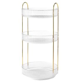 3 Tier Rotating Makeup Organizer 360° Spinning Perfume Cosmetic Storage Tray 55LBS Load Countertop Shelves for Lotion Lipstick (Option: White  GPCT4270)