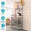 5-Tier Dustproof Entryway Hall Tree Coat Rack Shoe Rack With 8 Removable Hooks Freestanding Shoe Storage Shelf Hat Clothes Organizer For Front Door Be