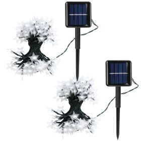 2Pcs Solar Powered String Lights 39.3FT 100LED Beads Fairy Star Lights IP65 Waterproof Decorative Garden Party Christmas Tree Stake Lamps w/ 8 Lightin (Option: White  GPCT3066)