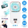 5 In 1 Folding Mini Fan Hands-free Rechargeable Neck Fan Handheld Fan with 3 Speeds Power Bank Phone Holder Neck Strap for Home Office Travel Dormitor