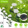 2Pcs Solar Powered Lights Outdoor Rose Flower LED Decorative Lamp Water Resistant Pathway Stake Lights For Garden Patio Yard Walkway