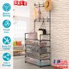 5-Tier Dustproof Entryway Hall Tree Coat Rack Shoe Rack With 8 Removable Hooks Freestanding Shoe Storage Shelf Hat Clothes Organizer For Front Door Be