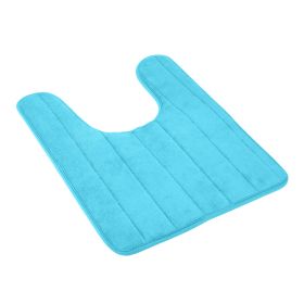 U Shaped Bathroom Rugs Contour Non-slip Toilet Mat Absorbent Cozy Velvet Floor Mat 23.62 x 19.69in (Option: BLUe  GPCT2353)