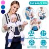 Multifunctional Baby Carrier With Hip Seat Head Hood Front Back Side Carrying All Position Ergonomic Adjustable Infant Carrier For 0-4 Years Old Newbo