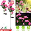 2Pcs Solar Powered Lights Outdoor Rose Flower LED Decorative Lamp Water Resistant Pathway Stake Lights For Garden Patio Yard Walkway