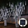 Solar Powered Meteor Shower String Lights 9.84FT Falling Raindrop Tube Lamp Water Resistant Decorative Lights For Tree Home Garden Parties