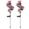 2Pcs Solar Powered Lights Outdoor Rose Flower LED Decorative Lamp Water Resistant Pathway Stake Lights For Garden Patio Yard Walkway