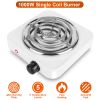 1000W Electric Single Burner Portable Coil Heating Hot Plate Stove Countertop RV Hotplate with Non Slip Rubber Feet 5 Temperature Adjustments