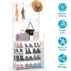 5-Tier Dustproof Entryway Hall Tree Coat Rack Shoe Rack With 8 Removable Hooks Freestanding Shoe Storage Shelf Hat Clothes Organizer For Front Door Be