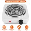 1000W Electric Single Burner Portable Coil Heating Hot Plate Stove Countertop RV Hotplate with Non Slip Rubber Feet 5 Temperature Adjustments