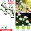 2Pcs Solar Powered Lights Outdoor Rose Flower LED Decorative Lamp Water Resistant Pathway Stake Lights For Garden Patio Yard Walkway