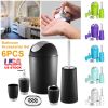 Bathroom Accessories Set 6 Pcs Bathroom Set Ensemble Complete Soap Dispenser Toothbrush Holder Tumbler Soap Dish Toilet Cleaning Brush Trash Can