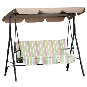 Outsunny 3-Seat Outdoor Patio Swing Chair with Removable Cushion, Steel Frame Stand and Adjustable Tilt Canopy for Patio, Garden, Poolside, Balcony (Color: as Pic)