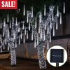 Solar Powered Meteor Shower String Lights 9.84FT Falling Raindrop Tube Lamp Water Resistant Decorative Lights For Tree Home Garden Parties