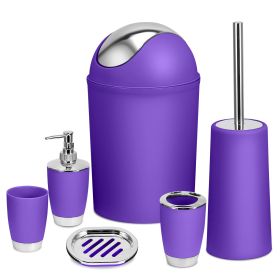 Bathroom Accessories Set 6 Pcs Bathroom Set Ensemble Complete Soap Dispenser Toothbrush Holder Tumbler Soap Dish Toilet Cleaning Brush Trash Can (Option: PPL  GPCT1713)