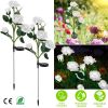 2Pcs Solar Powered Lights Outdoor Rose Flower LED Decorative Lamp Water Resistant Pathway Stake Lights For Garden Patio Yard Walkway