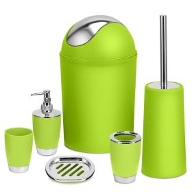 Bathroom Accessories Set 6 Pcs Bathroom Set Ensemble Complete Soap Dispenser Toothbrush Holder Tumbler Soap Dish Toilet Cleaning Brush Trash Can (Option: GRN   GPCT1713)